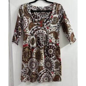 Vintage Tramp Dress Womens Small Brown Floral Y2K Boho Babydoll‎ Festival Hippie